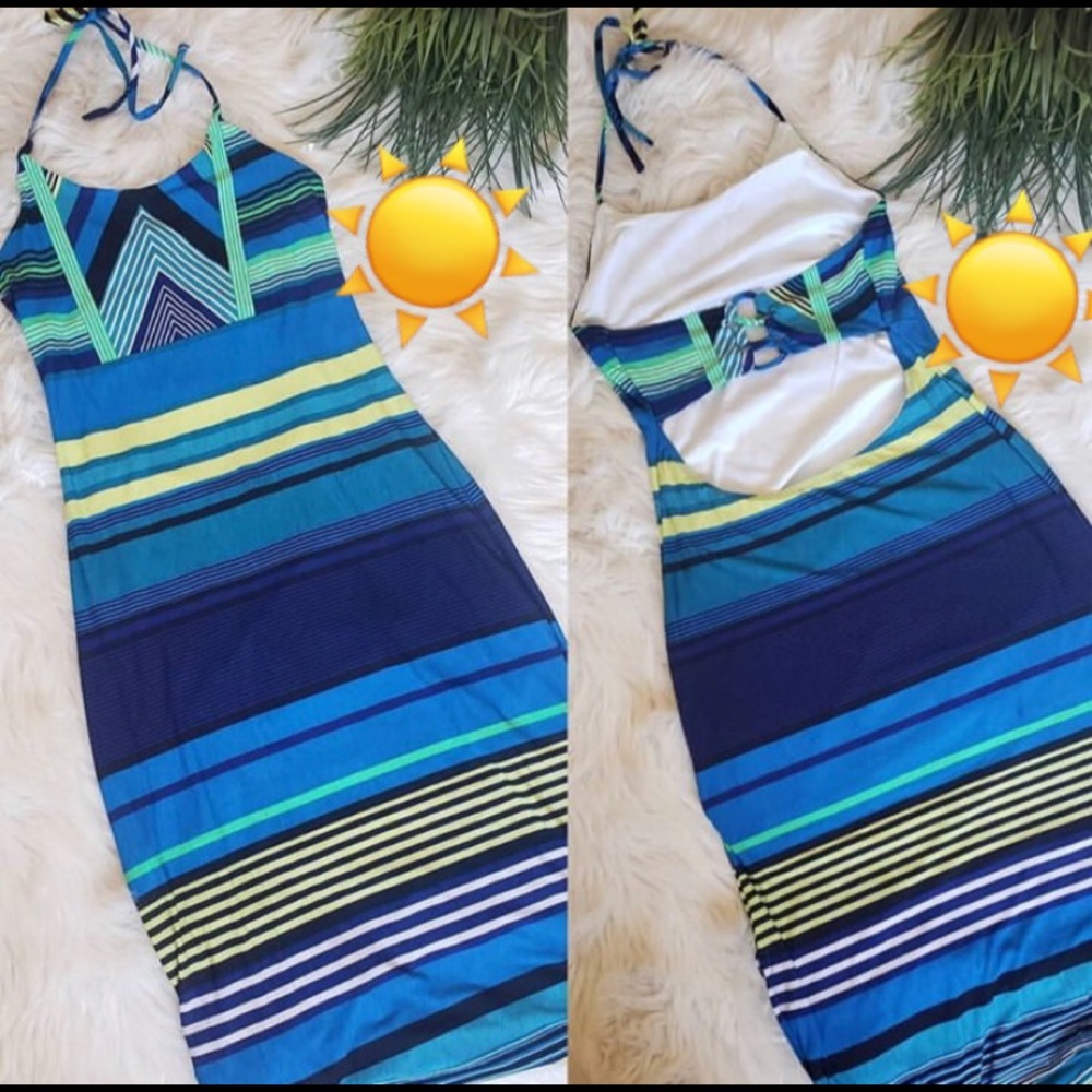 Blue stripped maxi dress / Size Large